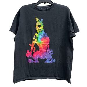 SCOOBY DOO Black rainbow graphic print tee size L